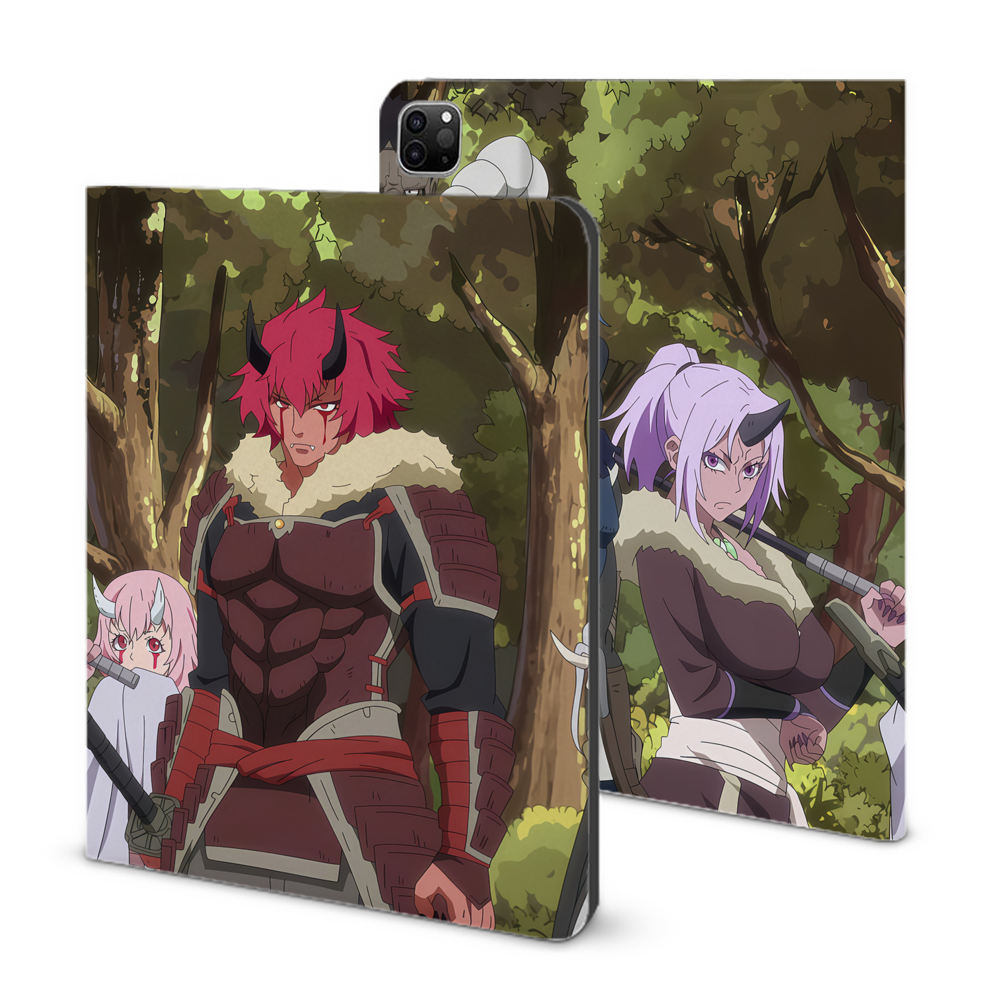 （画像用） 転スラ Regarding Reincarnated to Slime IPad ケース ブック型 PUレザー TPU 耐衝撃 軽量 薄型 ペン収納なし 全面保護 IPad 各モデル対応